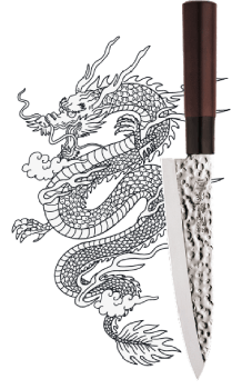 Japanese knife with dragon illustration